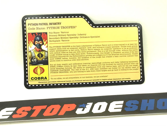 2011 JOECON COBRA PYTHON TROOPER V2 FILE CARD