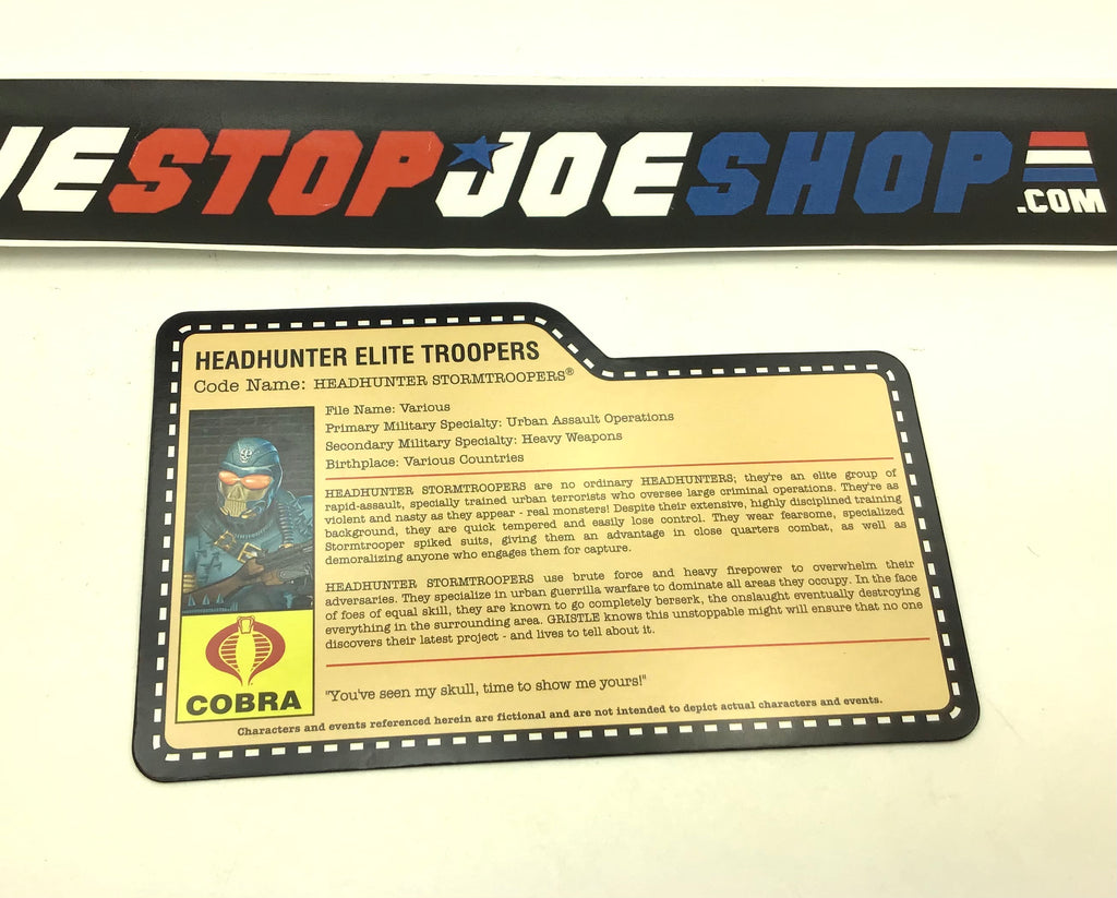 2008 JOECON COBRA HEADHUNTERS STORMTROOPERS V2 FILE CARD