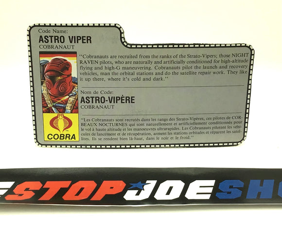 1988 VINTAGE ARAH ASTRO VIPER V1 FRENCH CANADIAN FILE CARD
