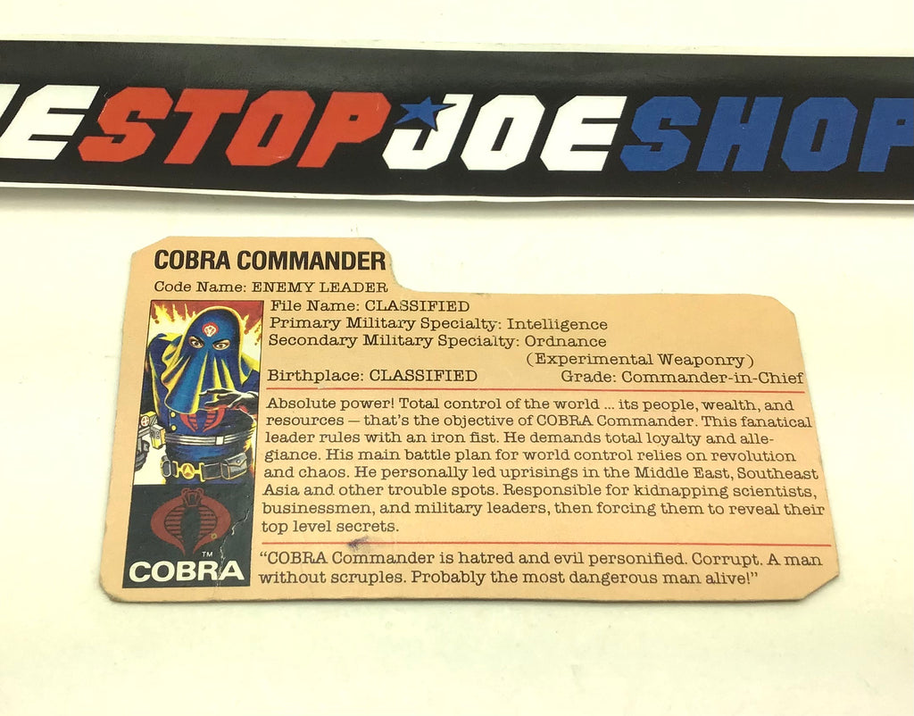 1984 VINTAGE ARAH COBRA COMMANDER V2 FILE CARD (b)