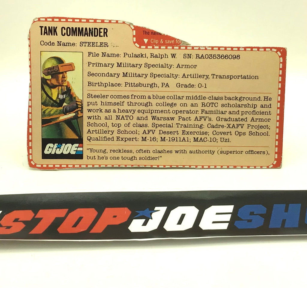 1982 1983 VINTAGE ARAH G.I. JOE STEELER V1 FILE CARD (h)