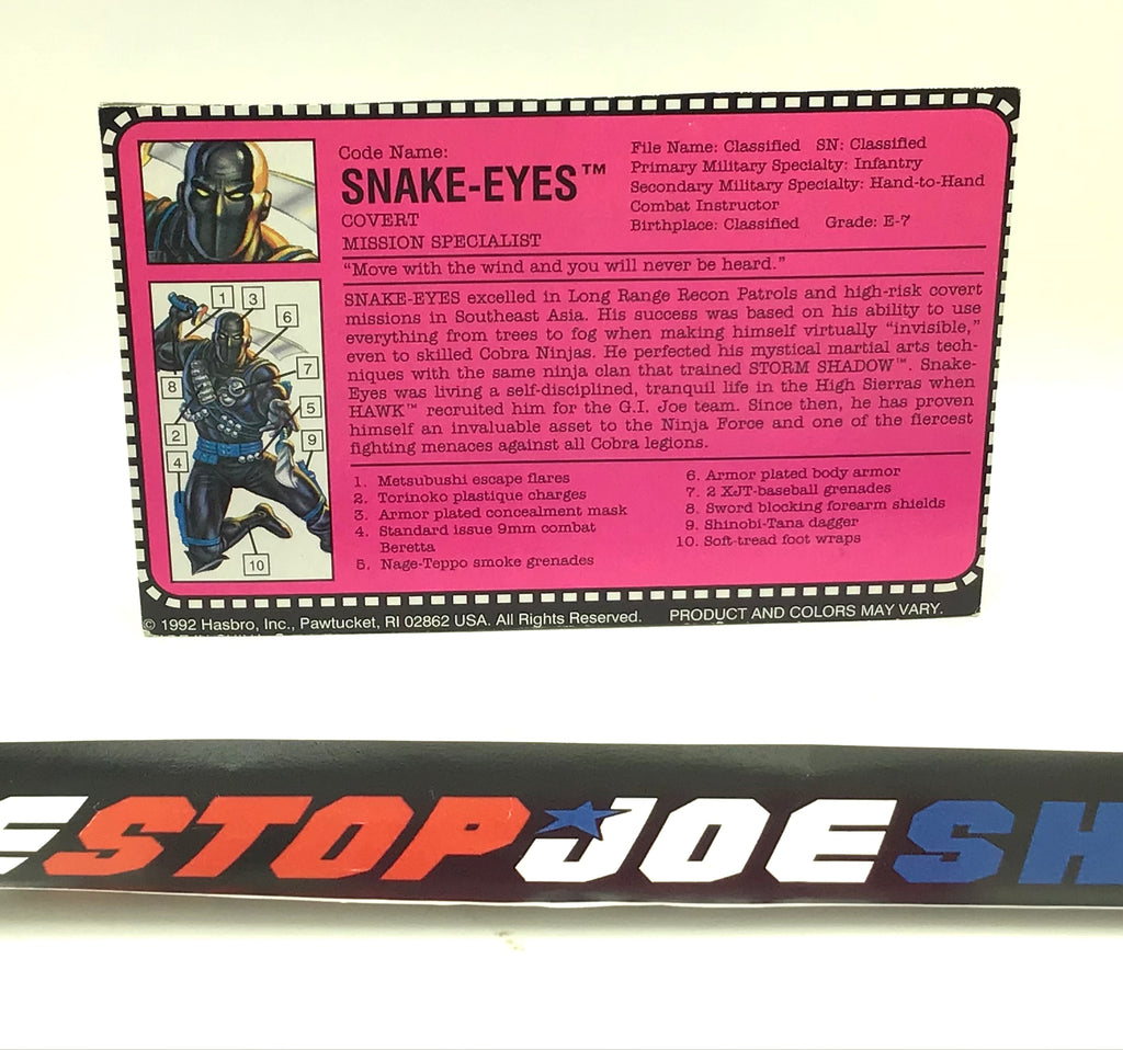 1993 VINTAGE ARAH SNAKE EYES V5 FILE CARD