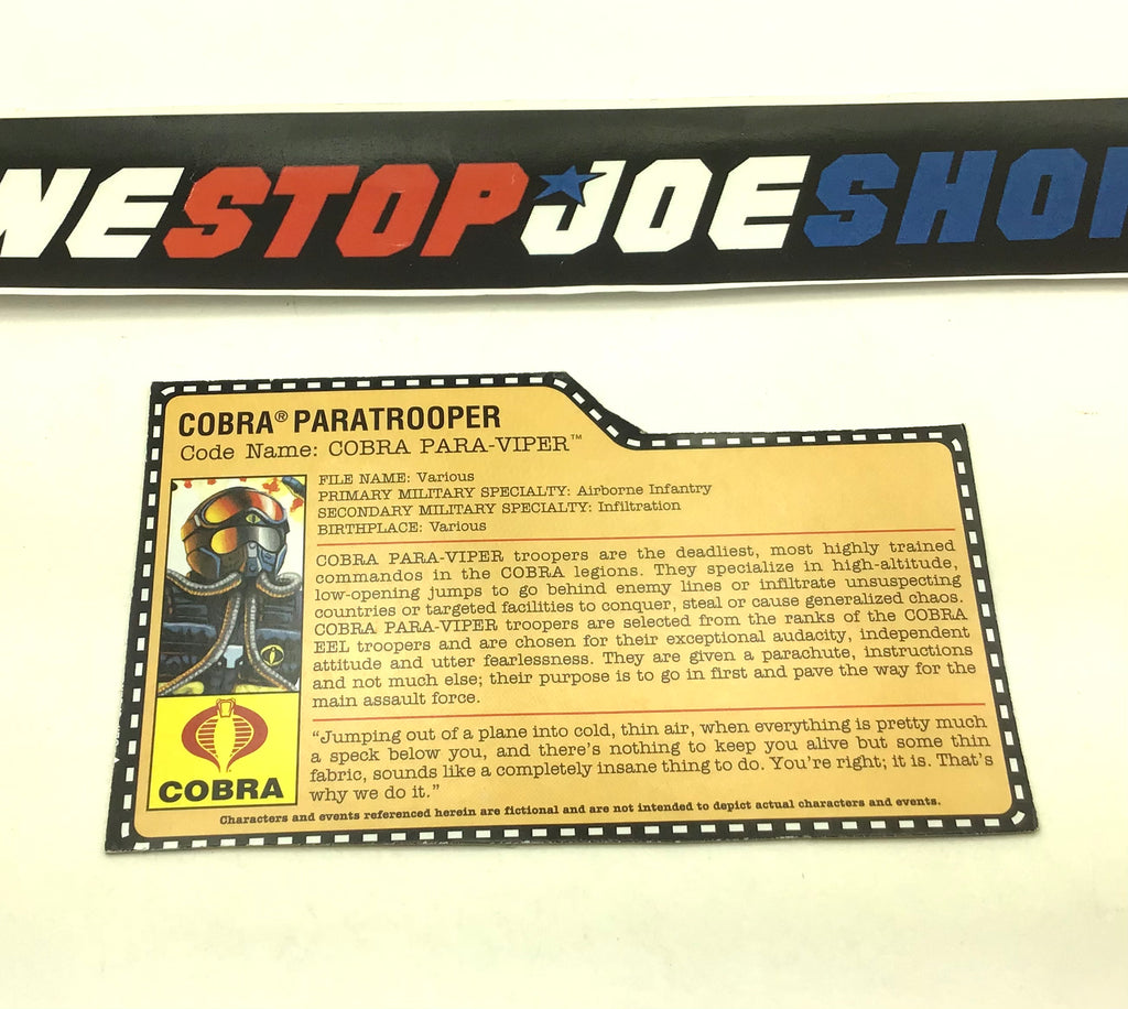 2008 25TH ANNIVERSARY COBRA PARA-VIPER V1 FILE CARD (b)