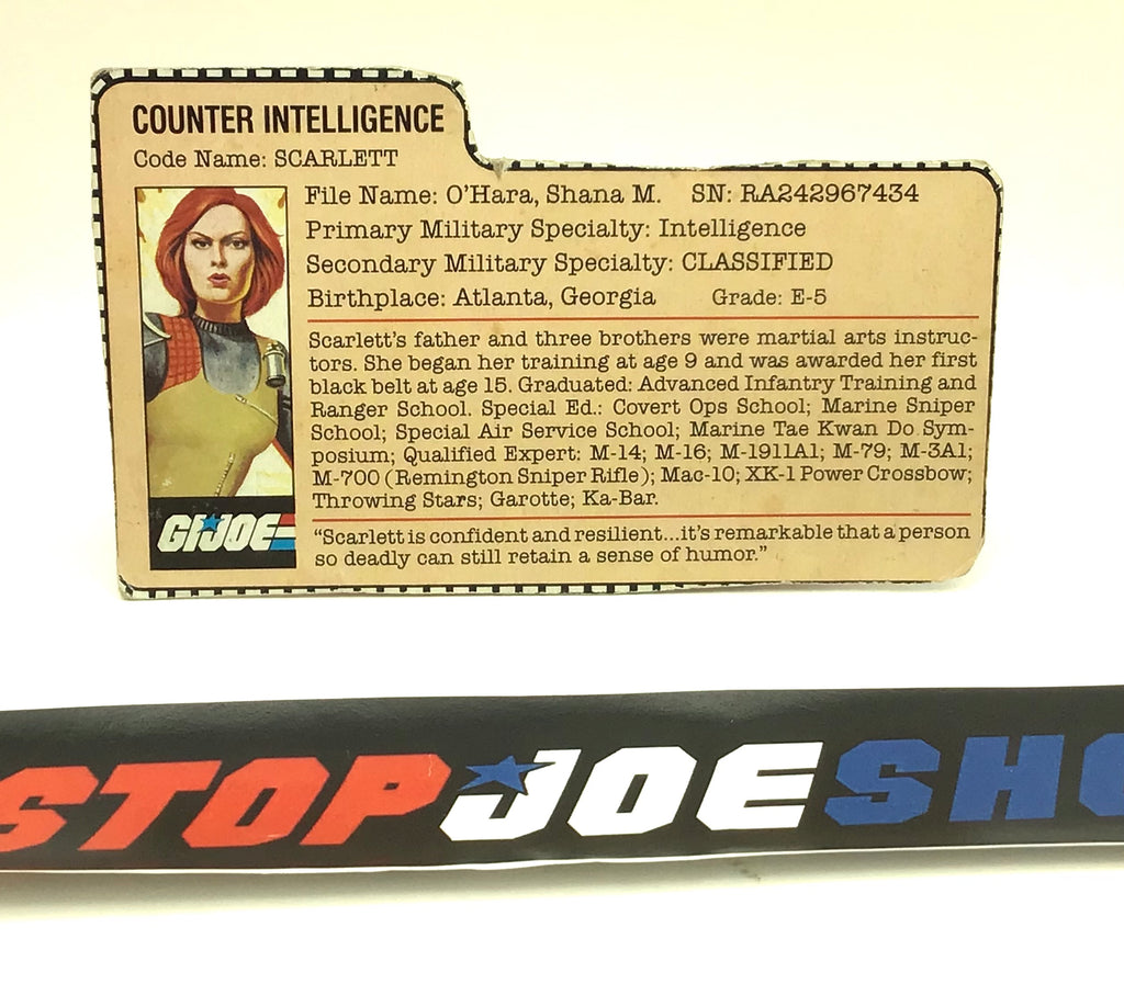 1982 VINTAGE ARAH G.I. JOE SCARLETT V1 FILE CARD (e)