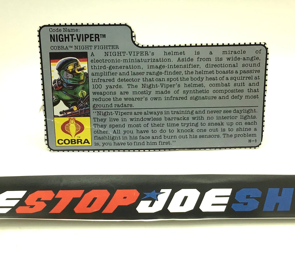 1989 VINTAGE ARAH NIGHT-VIPER V1 FILE CARD (c)