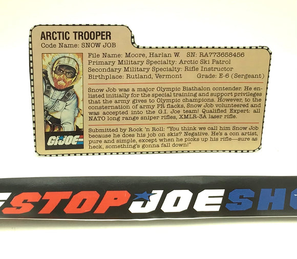 1983 VINTAGE ARAH G.I. JOE SNOW JOB V1 FILE CARD (c)
