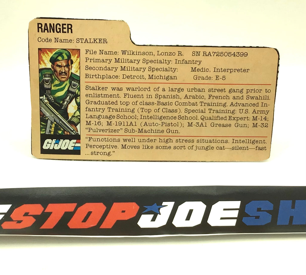 1982 VINTAGE ARAH G.I. JOE STALKER V1 FILE CARD (i)