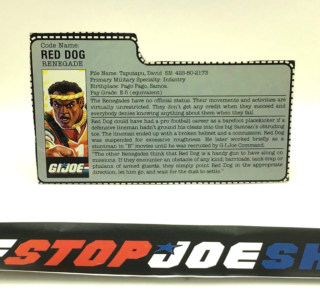 1987 VINTAGE ARAH RED DOG V1 FILE CARD (g)