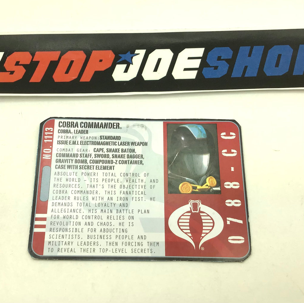 2011 POC COBRA COMMANDER V45 FILE CARD