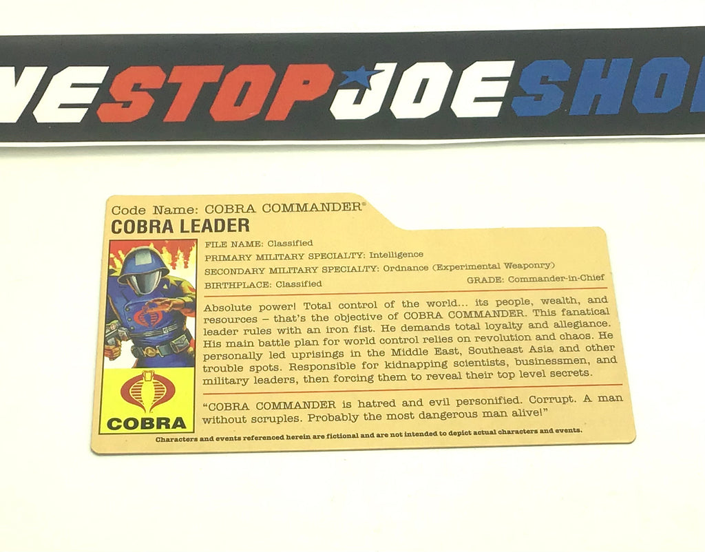 2008 25TH ANNIVERSARY COBRA COMMANDER V37 FILE CARD