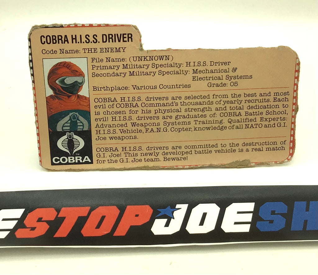 1983 VINTAGE ARAH COBRA H.I.S.S. HISS TANK DRIVER V1 FILE CARD (d)