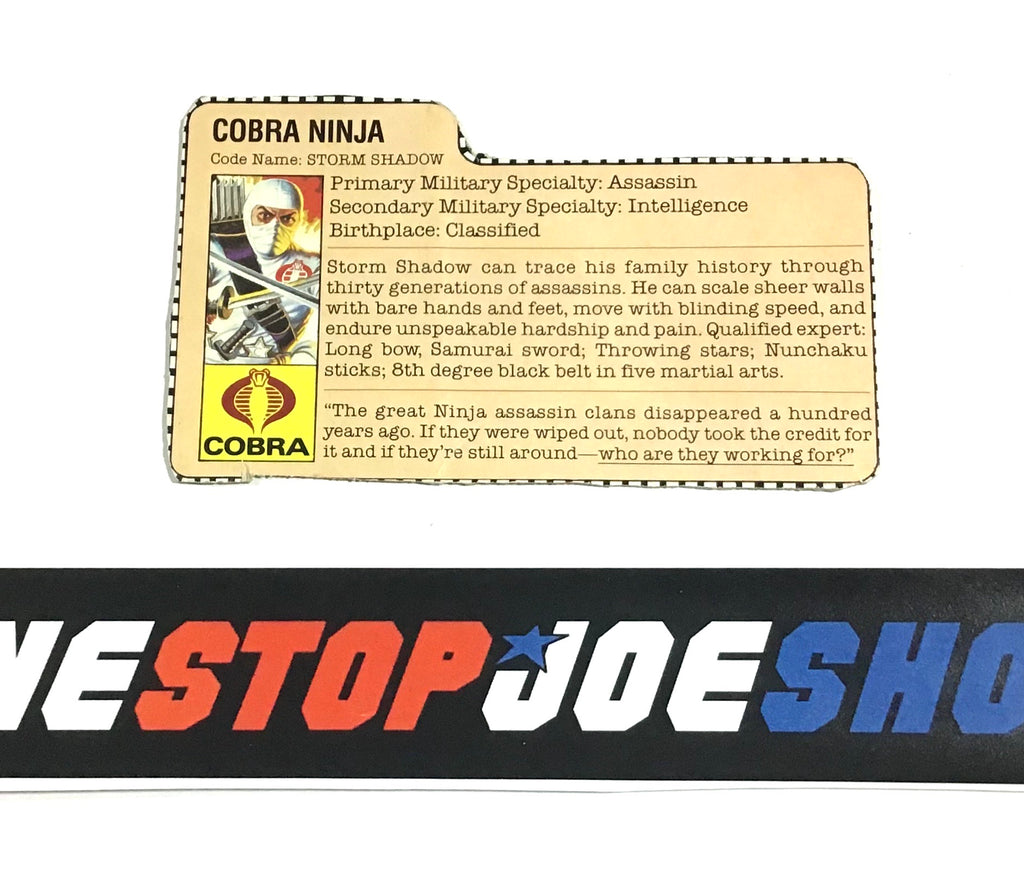 1984 VINTAGE ARAH STORM SHADOW V1 FILE CARD PEACH (c)