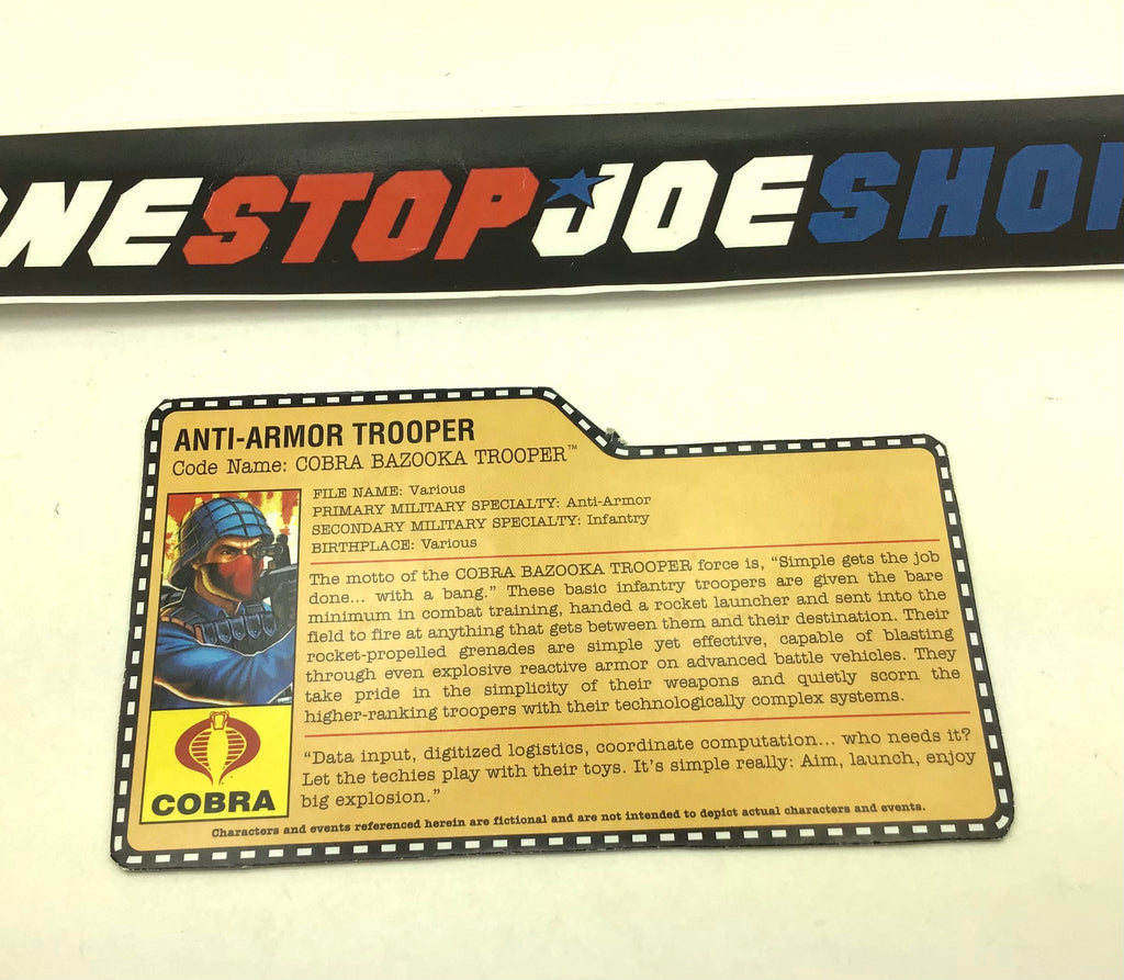 2008 25TH ANNIVERSARY COBRA BAZOOKA TROOPER V1 FILE CARD (b)