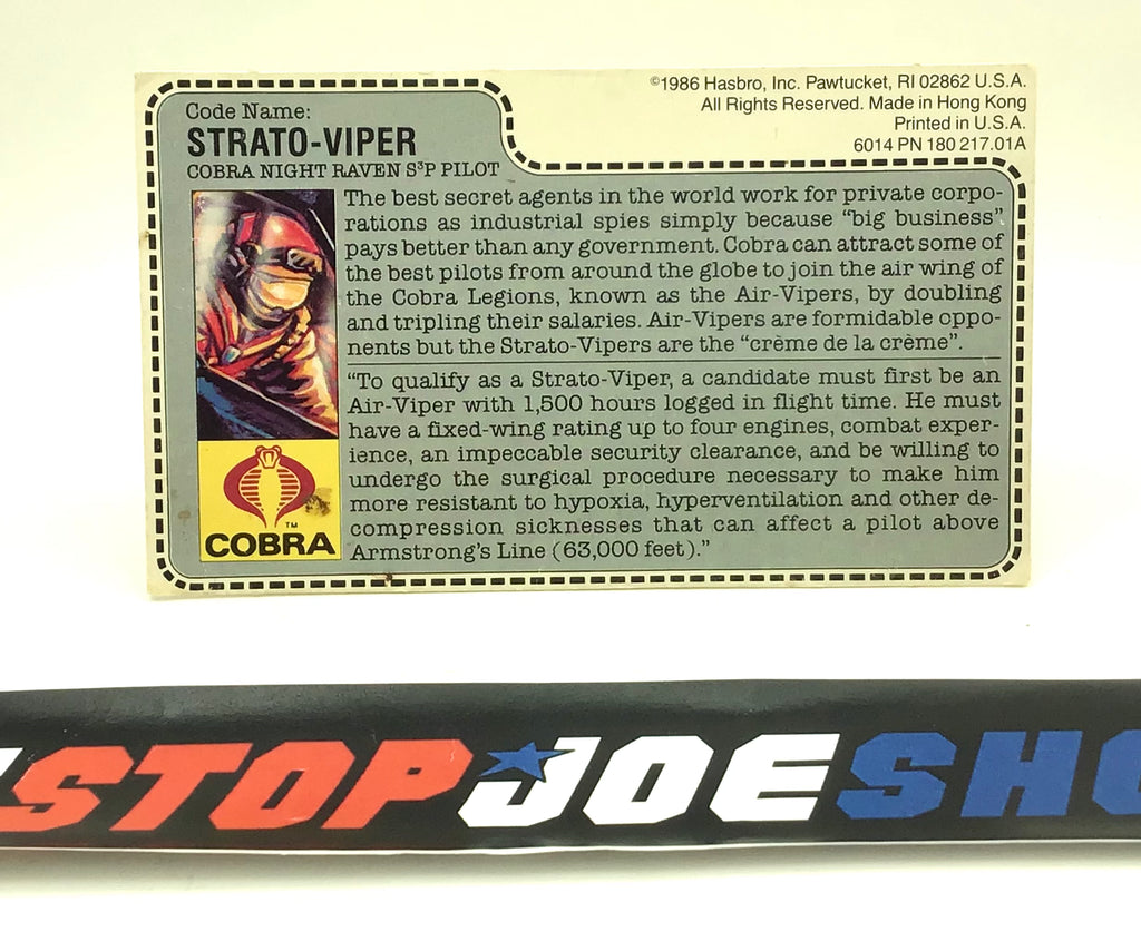 1986 VINTAGE ARAH STRATO-VIPER V1 WHITE BACK UNCUT FILE CARD (c)