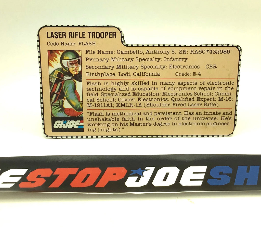 1982 VINTAGE ARAH G.I. JOE FLASH V1 FILE CARD (e)