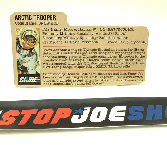 1983 VINTAGE ARAH G.I. JOE SNOW JOB V1 FILE CARD (d)