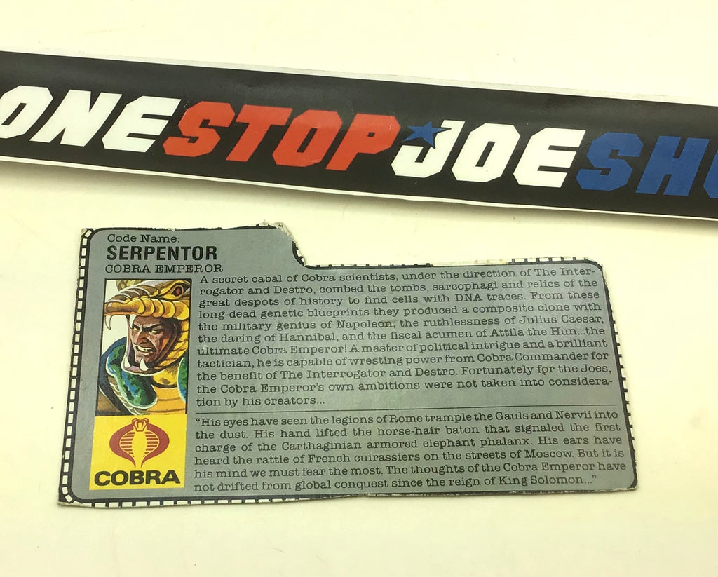 1986 VINTAGE ARAH SERPENTOR V1 FILE CARD (h)