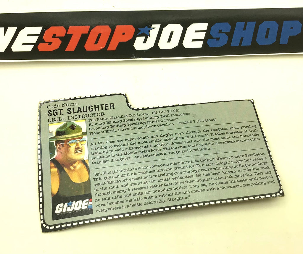 1986 VINTAGE ARAH SGT. SLAUGHTER V2 FILE CARD (c)