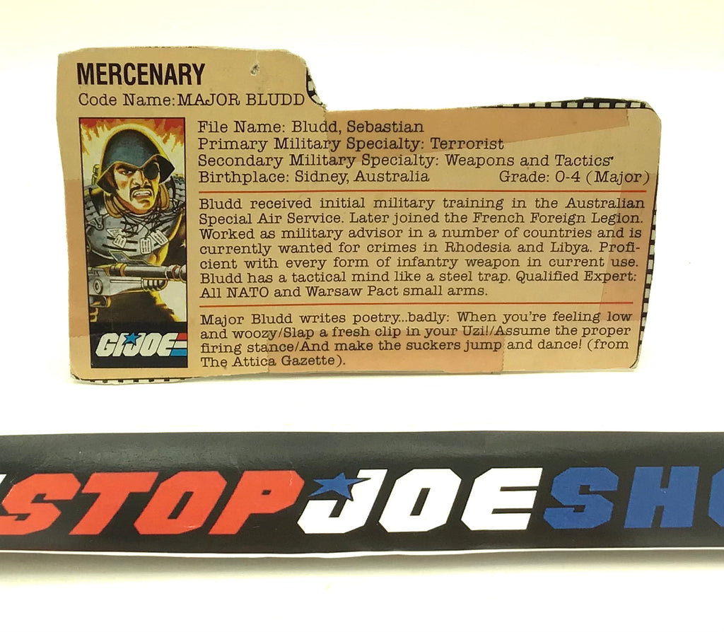 1983 VINTAGE ARAH COBRA MAJOR BLUDD V1 FILE CARD (c)