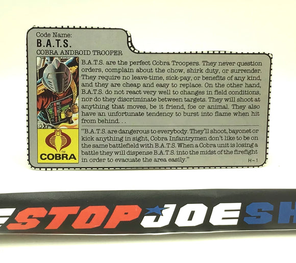 1986 VINTAGE ARAH B.A.T. BAT TROOPER V1 FILE CARD (f)