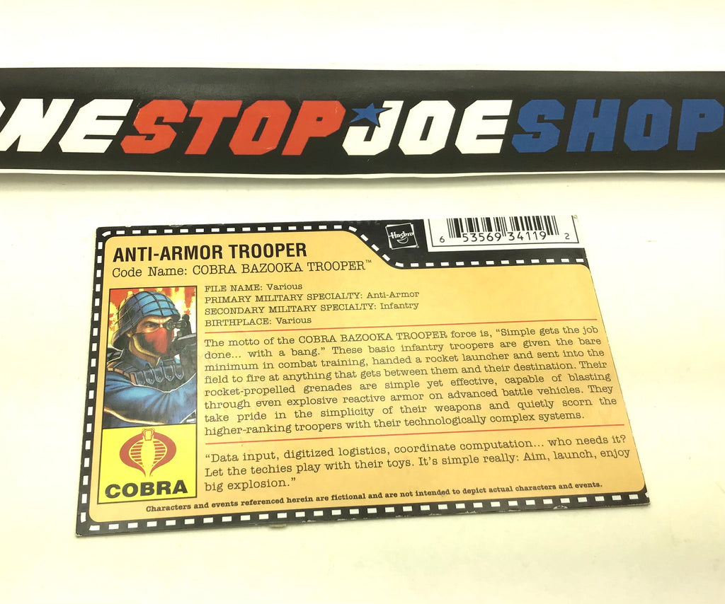 2008 25TH ANNIVERSARY COBRA BAZOOKA TROOPER V1 FILE CARD (f)