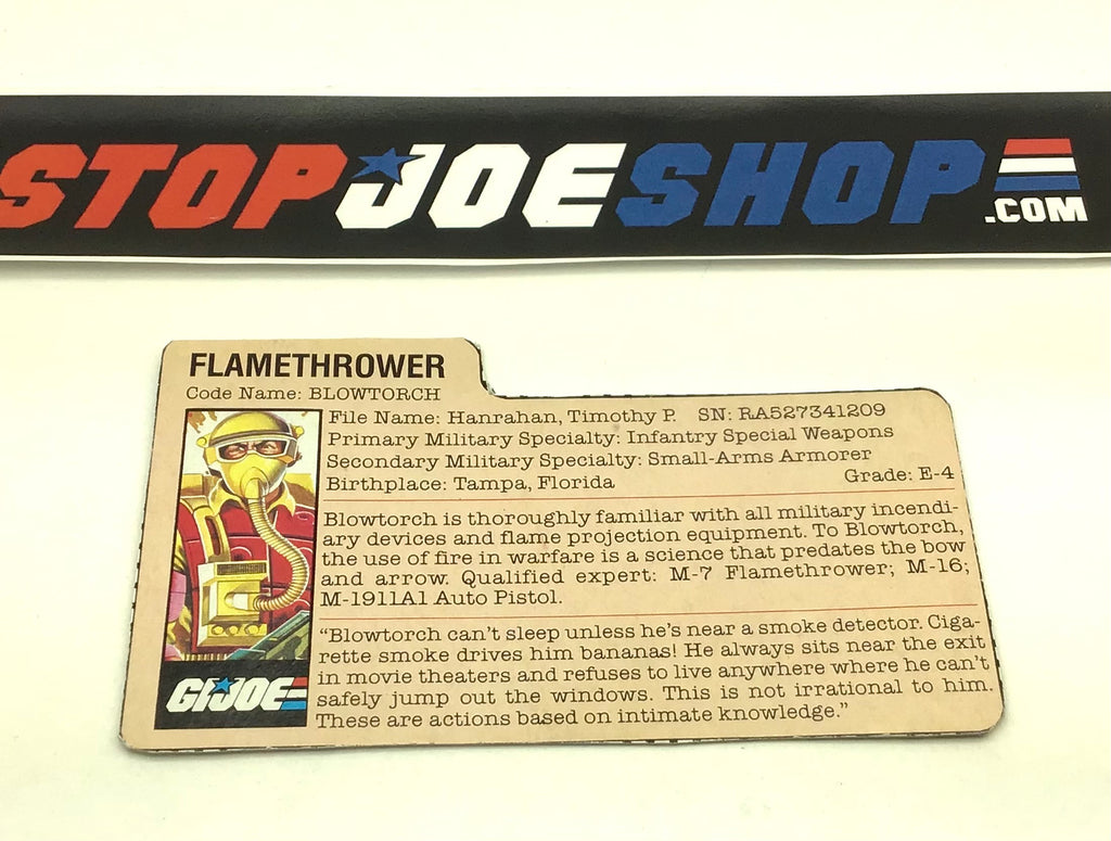 1984 VINTAGE ARAH BLOWTORCH V1 FILE CARD (d)