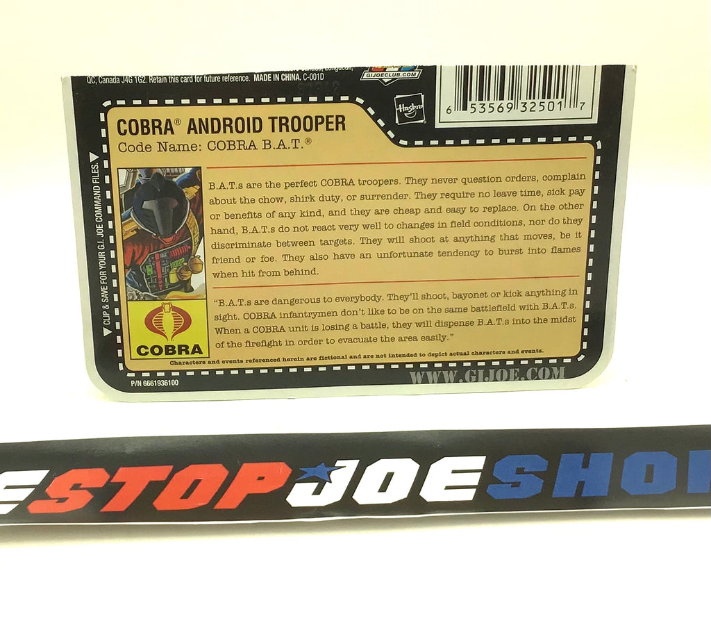2008 25TH ANNIVERSARY COBRA B.A.T. BAT TROOPER V17 FILE CARD (f)