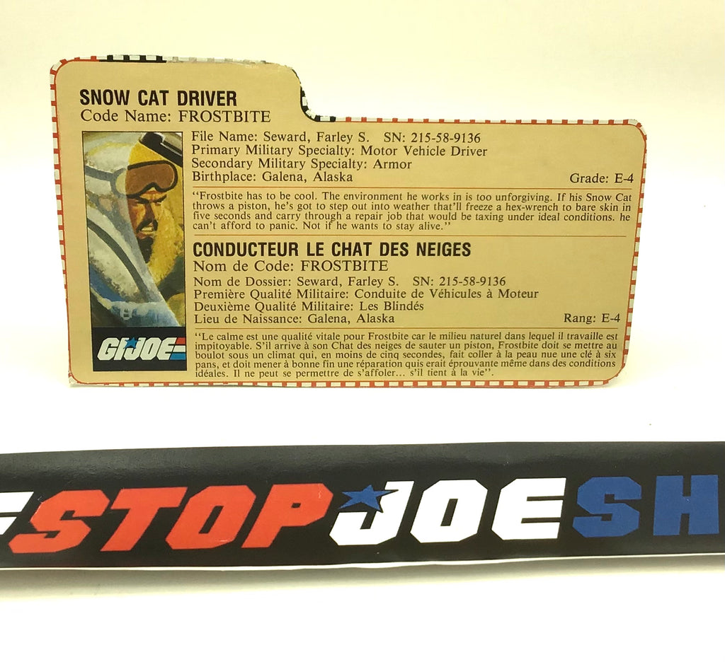 1985 VINTAGE ARAH FROSTBITE V1 FRENCH CANADIAN FILE CARD