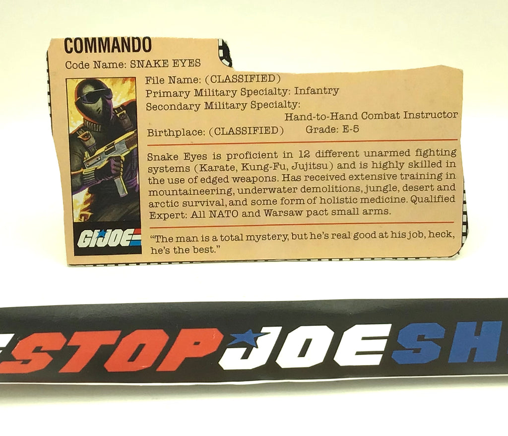 1982 VINTAGE ARAH G.I. JOE SNAKE EYES V1 FILE CARD (c)