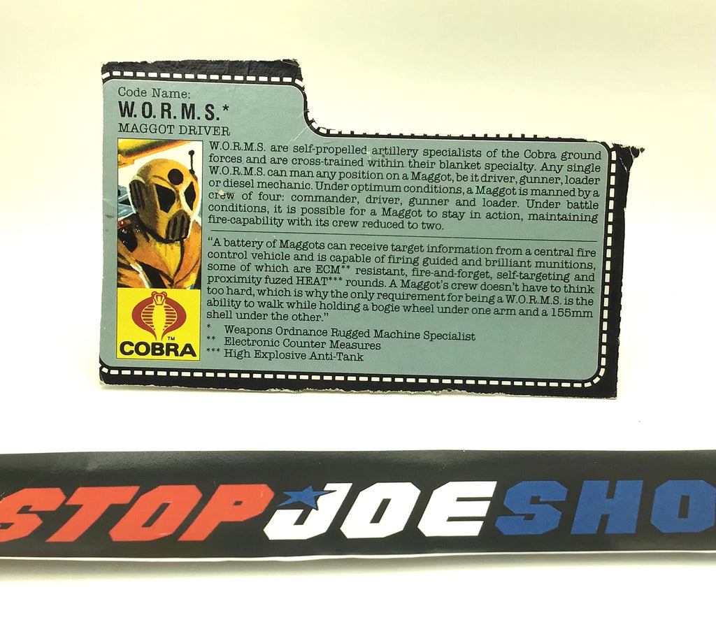 1987 VINTAGE ARAH W.O.R.M.S. WORMS V1 FILE CARD (d)