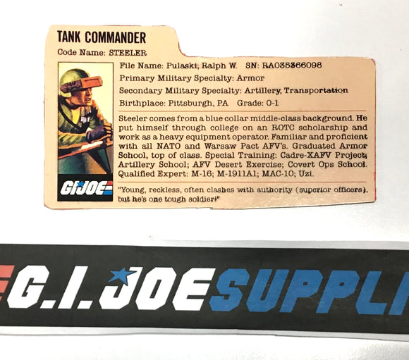 Dossier - File Cards – THE G.I. JOE SHOP @ ONESTOPJOESHOP.COM