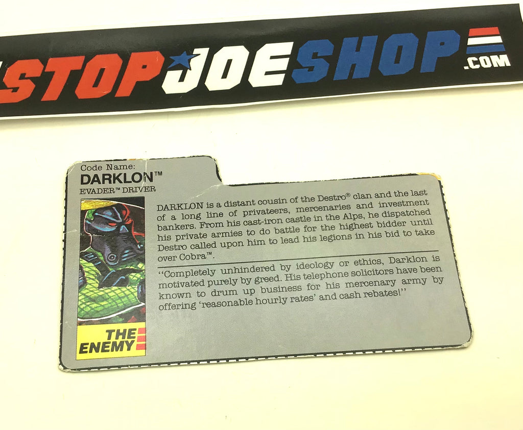 1989 VINTAGE ARAH DARKLON V1 FILE CARD (b)