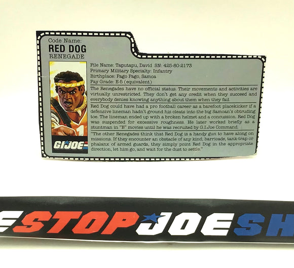 1987 VINTAGE ARAH RED DOG V1 FILE CARD (e)