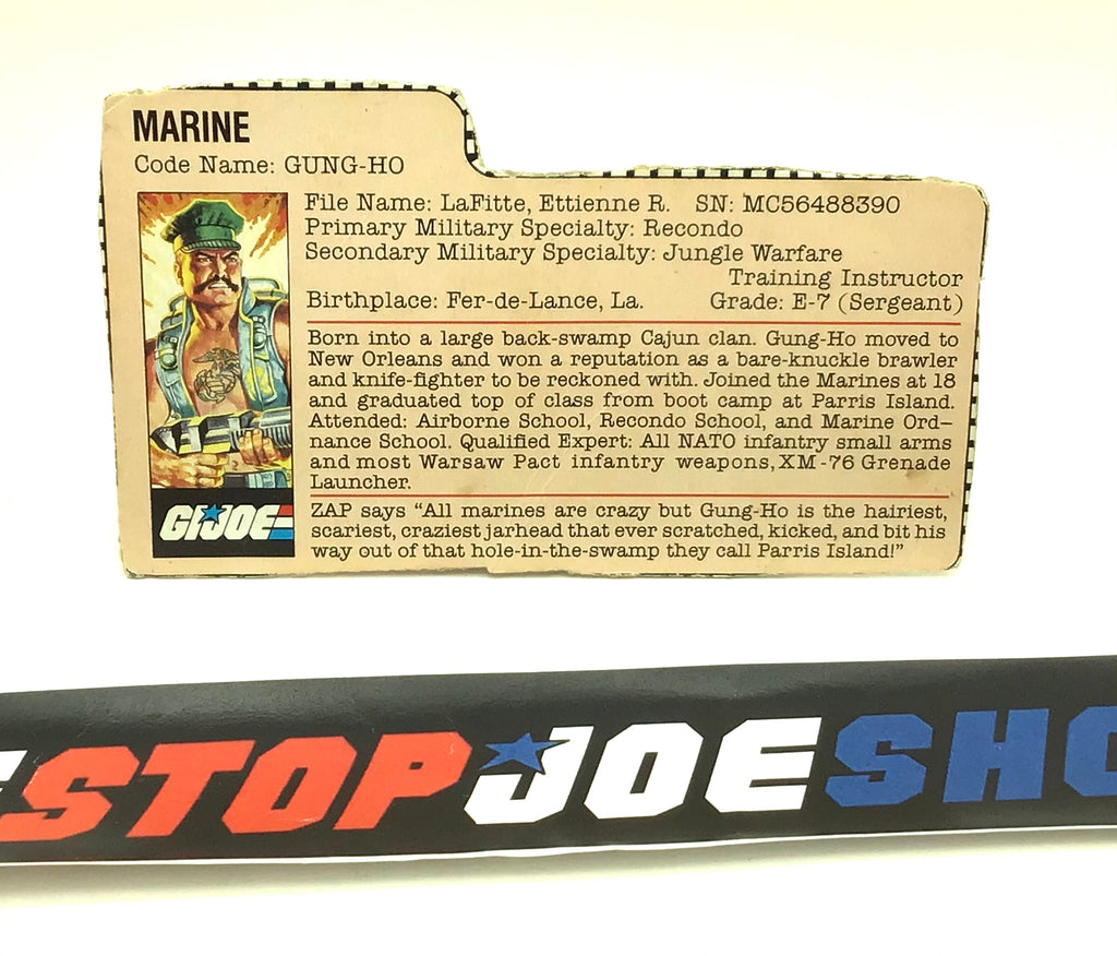 1983 VINTAGE ARAH G.I. JOE GUNG HO V1 FILE CARD (g)