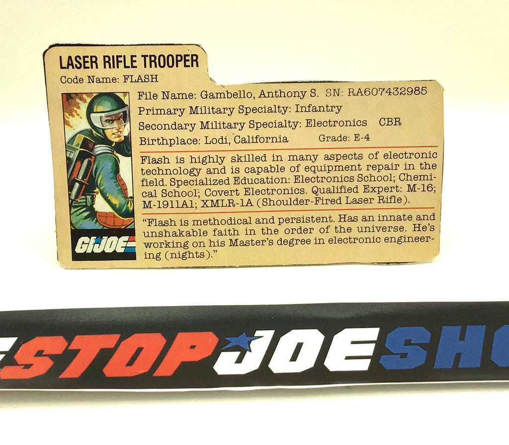 1982 VINTAGE ARAH G.I. JOE FLASH V1 FILE CARD (d)