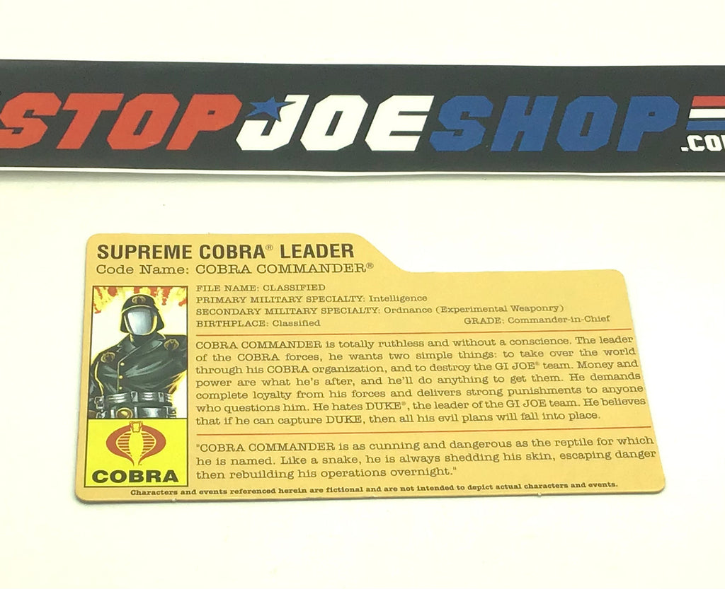 2008 25TH ANNIVERSARY COBRA COMMANDER V26 FiILE CARD