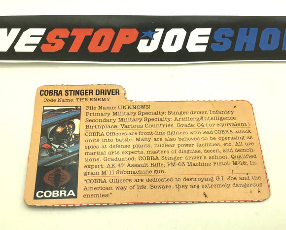 1984 VINTAGE ARAH STINGER DRIVER V1 FILE CARD