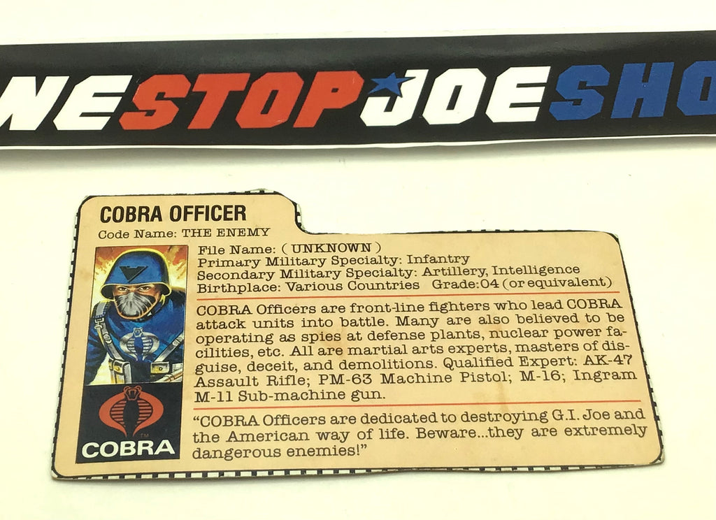 1982 VINTAGE ARAH COBRA OFFICER V1 FILE CARD