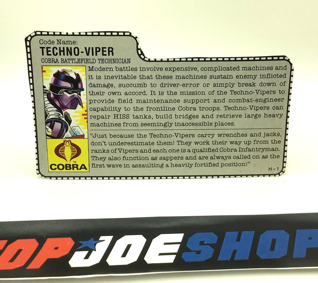 1987 VINTAGE ARAH TECHNO-VIPER V1 BATTLE RIBBON OFFER FILE CARD (a)