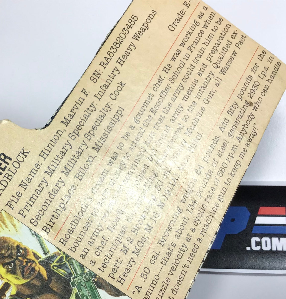 1984 VINTAGE ARAH ROADBLOCK V1 FILE CARD (b) – THE G.I. JOE SHOP ...
