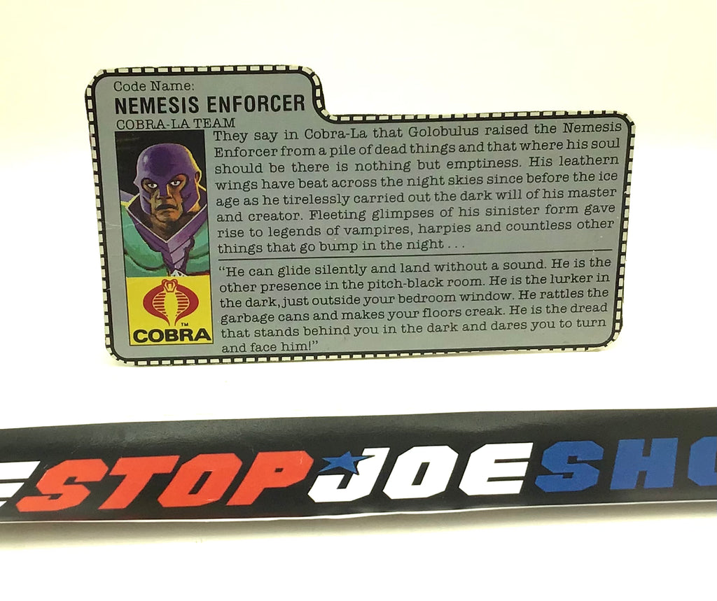1987 VINTAGE ARAH NEMESIS ENFORCER V1 FILE CARD (c)