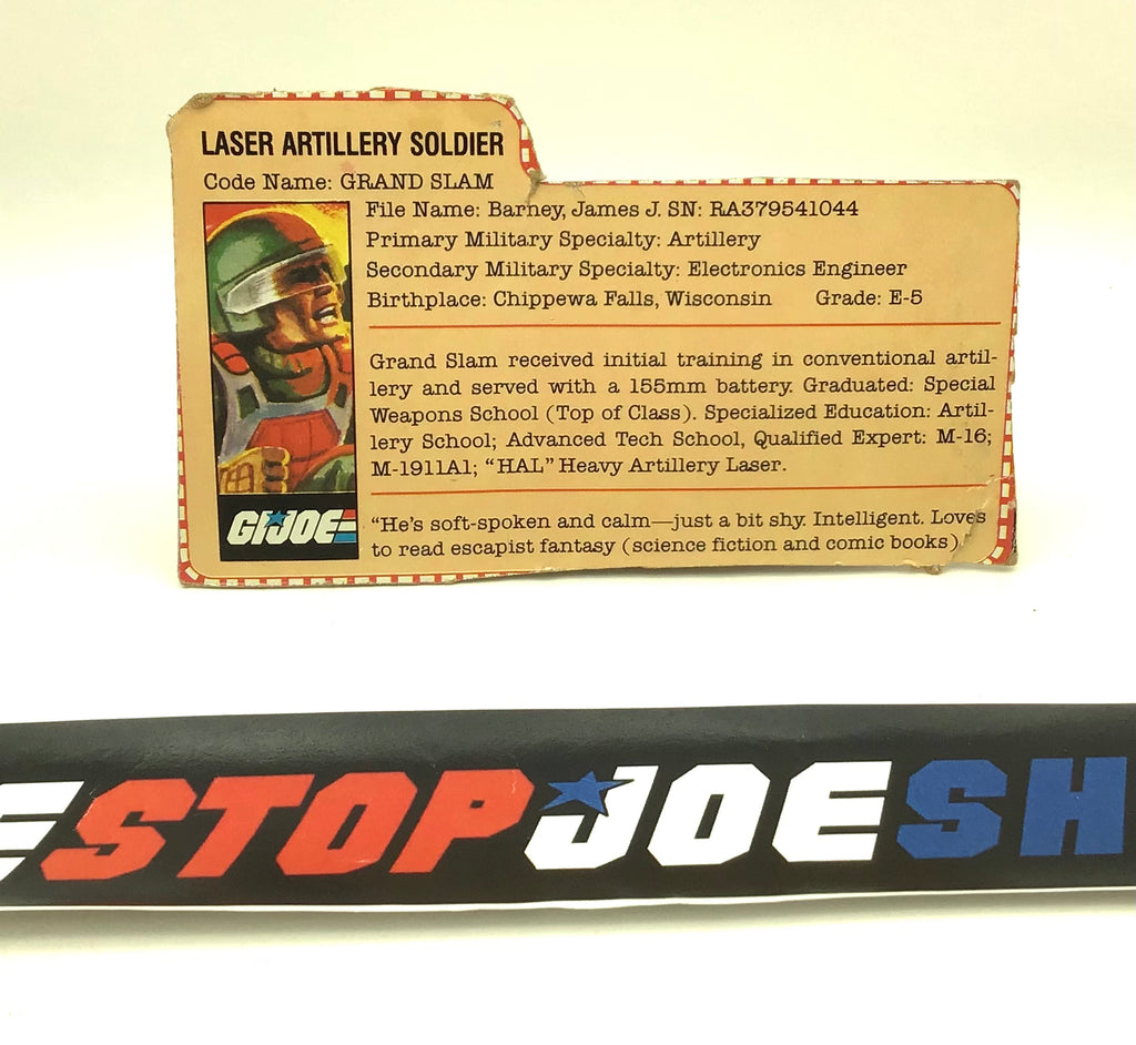 1982 1983 VINTAGE ARAH G.I. JOE GRAND SLAM V1 FILE CARD (d)