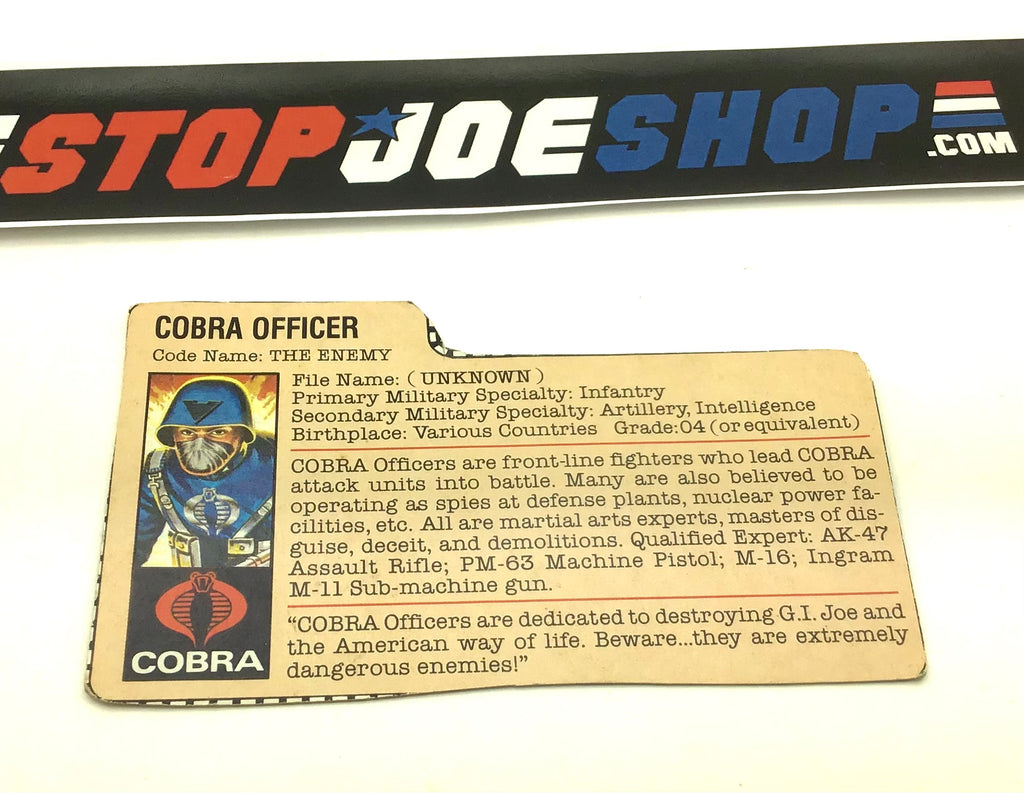 1982-83 VINTAGE ARAH COBRA OFFICER V1.5 FILE CARD (a)