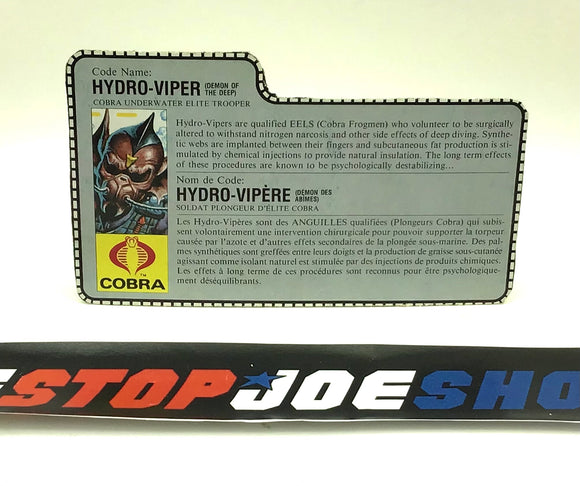 1988 VINTAGE ARAH HYDRO VIPER V1 FRENCH CANADIAN FILE CARD