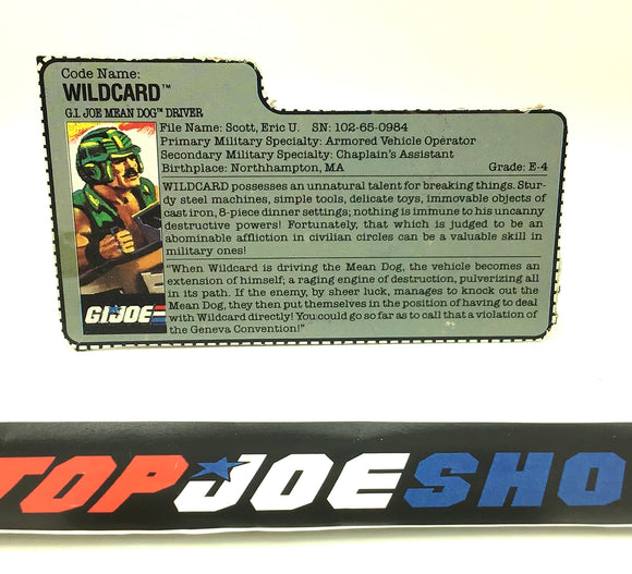 1988 VINTAGE ARAH WILDCARD V1 FILE CARD (b)