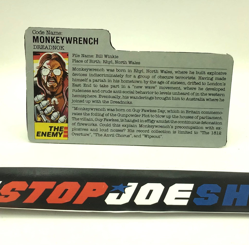 1986 VINTAGE ARAH MONKEYWRENCH V1 SLAUGHTER OFFER FILE CARD (c)